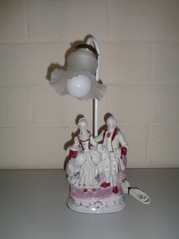 Tafellamp-Figurine Roze-Wit
